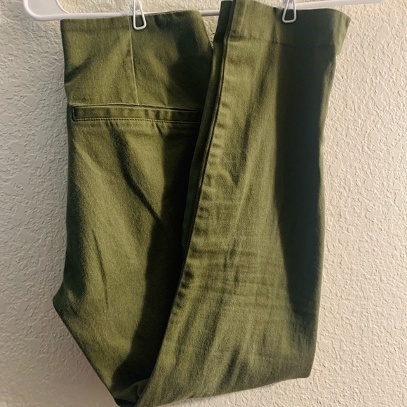 Olive Green Ankle Slacks - Picture 3 of 7